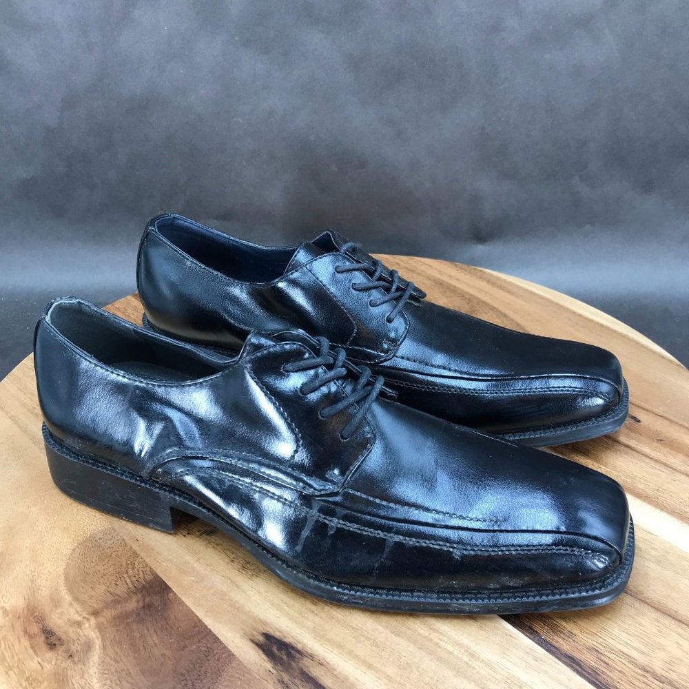 J. Ferrar Black Faux Leather Derby Dress Shoes Lace Up Mens Size 9